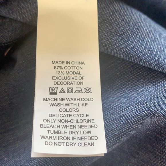 Kate Spade Blue Dark Wash Embroidered Chambray Denim Shirt Size M - Picture 11 of 13